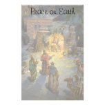 Vintage Christmas, Nativity, Visiting Magi Manger Custom Stationery