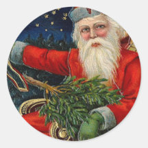 Vintage Christmas Round Stickers