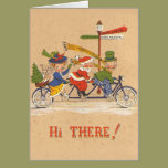 Vintage Christmas; Santa Claus Riding a Bicycle cards