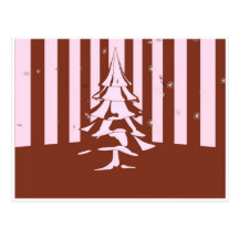VINTAGE CHRISTMAS TREE PINK POSTCARD