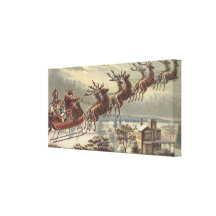Vintage Christmas, Victorian Santa Claus in Sleigh Gallery Wrap Canvas