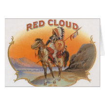 Vintage Cigar Label Art; Red Cloud Indian Horse Card