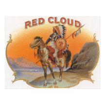Vintage Cigar Label Art; Red Cloud Indian Horse Post Cards