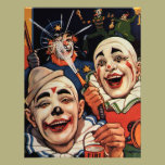 Vintage Circus Clowns, Silly Funny Birthday Party invitations