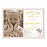 Vintage Circus Elephant - 6th Birthday Custom Invitation