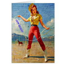 Vintage Cowgirl Birthday Greeting Cards