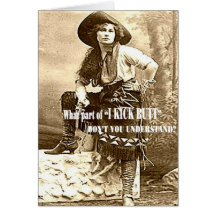 Vintage Cowgirl "I KICK BUTT" Custom Blank Card