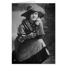 Vintage Cowgirl Posing with Her Six Shooter Greeting Cards