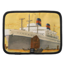 Vintage Cruise Ship to the Orient with Junks Boats Folio Planners