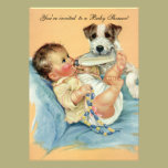 Vintage Cute Baby Bottle Puppy Dog, Baby Shower invitations