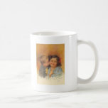 Vintage Cute Boy Stealing a Kiss on the Cheek Coffee Mug