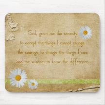Vintage Daisies Serenity Prayer Mouse Pad