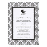 Vintage Damask Baby Carriage Baby Shower Custom Invitations