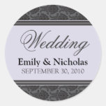 Vintage Damask Lavender Wedding Invitation Seal Stickers