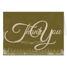 Vintage Damask Wedding Thank You Card