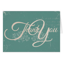 Vintage Damask Wedding Thank You Card