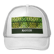 Vintage Dark Green Pattern Mesh Hats