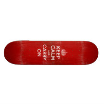 Vintage Deep Red Distressed Keep Calm and Carry On Custom Skateboard