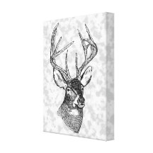 Vintage deer art graphic gallery wrapped canvas