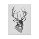 Vintage deer art graphic gallery wrapped canvas