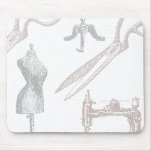 vintage dressmaker and sewing theme mouse mat