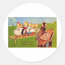 VINTAGE EASTER CHICKS GREETINGS STICKER