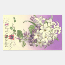 Vintage Easter Lilac Rectangle Sticker