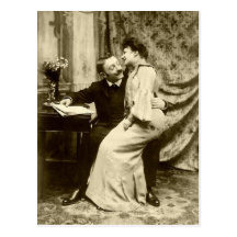 Vintage Edwardian Romantic Couple Postcard