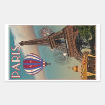 Vintage Eiffel Tower Rectangle Stickers