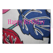 Vintage Fabric Leaf Pattern Happy Birthday Card