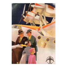 Vintage Family Vacation Via Seaplane w Propellers Personalised Invitations