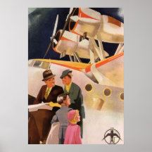 Vintage Family Vacation Via Seaplane w Propellers Posters