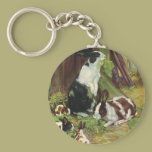 Vintage Farm Animals, Rabbits Playing on the Farm keychains