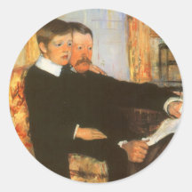 Vintage Father and Son Family Portrait by Cassatt Round Sticker