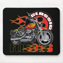 Vintage Flame Motorcycle Mouse Pad