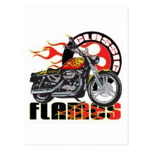 Vintage Flame Motorcycle Post Card