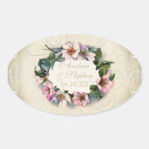 Vintage Floral Lace Wild Pink Rose Swirl Formal Stickers