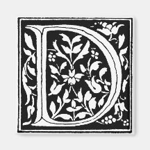 Vintage Floral Monogram 'D' - Magnet