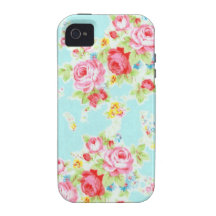 Vintage floral roses blue shabby rose flowers vibe iPhone 4 case