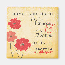 Vintage Floral Save the Date Magnet