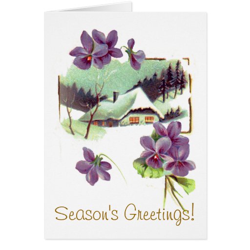 Vintage Floral Snow Home Holiday Card