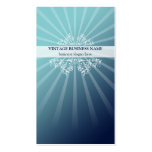 Vintage Floral Swirls & Rays Aqua Gradient Business Card Template