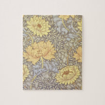 Vintage Floral Wallpaper Chrysanthemums Jigsaw Puzzle