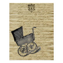 Vintage French Chic Baby Carriage Custom Announcement