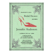 Vintage French Chic Red High Heel Bridal Shower Invites