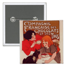 Vintage French Chocolate Illustration Button
