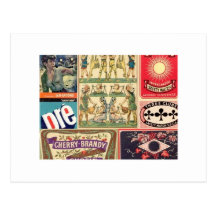 Vintage French Label Collage Postcards