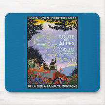 Vintage French Travel Poster Art Mouse Pads