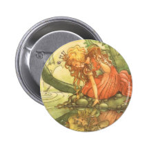 Vintage Frog Prince; Princess and Her Reflection Pin
