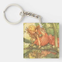 Vintage Frog Prince; Princess and Her Reflection Acrylic Key Chain